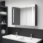 LED vannitoa peegelkapp, 89 x 14 x 62 cm, s&auml;ravmust