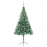 Valgustatud kunstkuusk kuulidega 210 cm, 910 oksa