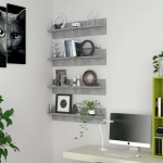 Seinariiulid 4 tk, betoonhall, 80 x 11,5 x 18 cm, puitlaastplaat