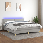 Kontinentaalvoodi madrats ja LED, helehall, 160x200 cm, kangas