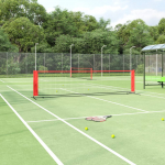 Tennisev&otilde;rk, must ja punane, 400 x 100 x 87 cm, pol&uuml;ester