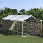 Katusega koeraaedik, h&otilde;bedane, 3x9x2,5 m, tsingitud teras