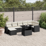 8-osaline aiadiivani komplekt patjadega, must, pol&uuml;rotang