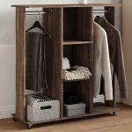 Ratastega riidekapp, pruun tamm, 102 x 38 x 110 cm, tehispuit