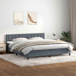 Kontinentaalvoodi madratsiga, tumehall, 180x210 cm, samet