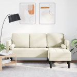 AIAM&Ouml;&Ouml;BEL KOOS BENCH JA PADJADEGA L-KUJULINE KREEMJAS SAMET, L-KUJULINE DIIVAN KREEM 173X131X67 CM SAMET, BENCH KREEM 113 CM SAMET
