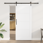 Libisev uks koos seadmete komplektiga valge 93x211 cm tugev puit, m&auml;nnipuit