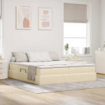Voodi hoiukohaga ja madratsiga cream 180 x 200 cm Pol&uuml;ester