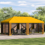 Paviljon k&uuml;lgseinadega 6 x 3 m Kollane Pol&uuml;ester ja teras 190