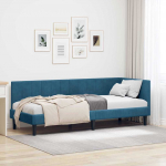 Nurga voodiraam peatsiga Sinine 80 cm x 200 cm Samet