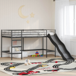 Laste loft-Voodiraam koos kelguga Must ja Anthracite