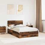Voodiraam peatsiga sahtliga Vana puit 120 x 190 cm Tehispuit
