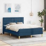 Voodiraam madratsiga peaga Sinine 140 x 200 cm kangas