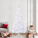 Tehisj&otilde;ulupuu koos 300 led-iga valge 210 cm pvc ja teras