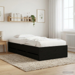 Voodiraam ladustamisega Must tamm 80 x 200 cm Tehispuit
