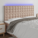 LED-voodipeats, cappuccino, 160x5x118/128 cm, kunstnahk
