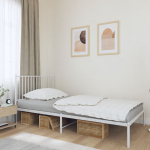 Metallist voodiraam peatsiga, valge, 107x203 cm
