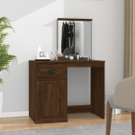 Peegliga tualettlaud, pruun tamm, 90x50x132,5 cm, tehispuit