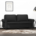 Kahekohaline diivan, must, 140 cm, kunstnahk