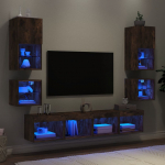 8-osaline telerikappide komplekt LED-tuledega, suitsutatud tamm