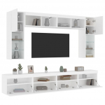 8-osaline teleri seinakappide komplekt led-tuledega, valge