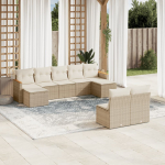 9-osaline aiadiivani komplekt patjadega, beež, pol&uuml;rotang