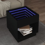Diivanilaud LED-tuledega, must, 50x50x50cm