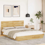 Voodiraam peatsiga ilma madratsita 135x190 cm t&auml;ispuidust tamm
