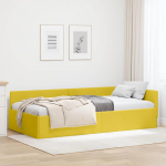 Nurga voodiraam peatsiga Kollane 90 cm x 190 cm Samet