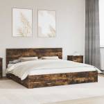 Voodiraam peatsiga Suitsetatud tamm 200 x 200 cm Tehispuit
