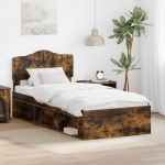 Voodiraam peatsiga Suitsetatud tamm 90 x 200 cm Tahke m&auml;nd