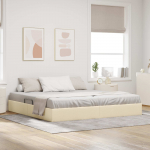 Ottomani voodiraam ladustamisega Kreem 200 x 200 cm kangas