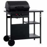 Gaasigrill kolme riiuliga k&uuml;ljelauaga, must