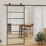 Liuguks, esg-klaas ja alumiinium, 90x205 cm, must