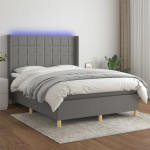 Kontinentaalvoodi madrats ja LED, tumehall, 140x190 cm, kangas