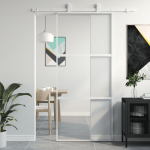 Liuguks, valge, 90 x 205 cm, karastatud klaas ja alumiinium