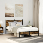 Metallist voodiraam ilma madratsita suitsutatud tamm 120x200 cm