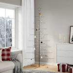 Metallist kunstkuusk puidust alusega, must, 210 cm
