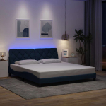 Voodiraam LED-iga ilma madratsita, sinine, 180x200 cm, kangas