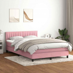 Kontinentaalvoodi madrats ja LED Roosa 140x220 cm samet