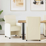 Ratastega S&ouml;&ouml;gi-toolid 2 tk cream 58 x 65 x 98 cm Kunstnahk