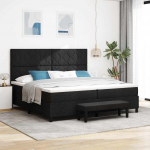 Kontinentaalvoodi madratsi ja peatsiga must 200 x 200 cm kangas