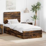 Voodiraam sahtliga suitsetatud tamm 100 x 200 cm inseneripuit