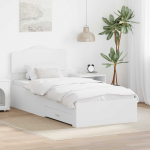 Voodiraam peatsiga sahtliga Valge 90 x 190 cm Tehispuit