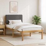 Voodiraam Pehme Peatoega Valgeks pestud ja helehall 90 x 200 cm