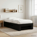 Voodiraam ladustamisega Must tamm 80 x 200 cm Tehispuit