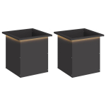 LED-valgustusega lillekast 2 tk must 40 x 40 x 40 cm teras