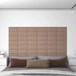 Seinapaneelid 12 tk, cappuccino, 30 x 15 cm, kunstnahk, 0,54 m&sup2;