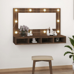 Peegelkapp pruun tamm LEDiga 90x31,5x62 cm