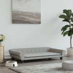 Koeravoodi, helehall, 100 x 50 x 21 cm, samet